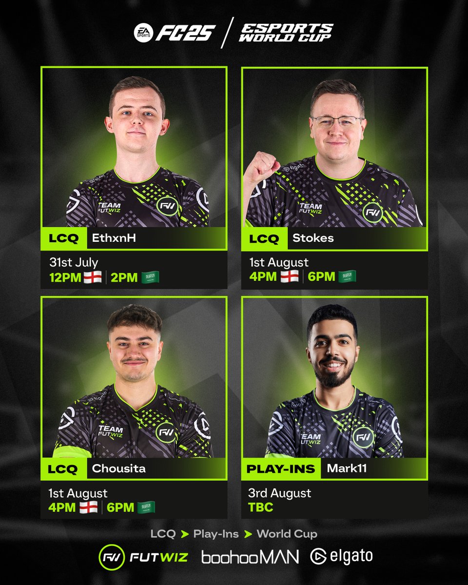 ππππππ (@futwiz) on Twitter photo Team FUTWIZ fly out to Saudi Arabia today for <a href="/EWC_EN/">Esports World Cup</a> with our squad ready to take on the Last Chance Qualifier and Play-ins. It all comes down to this - one last shot at the biggest stage in FC25 πͺβ½
Wish the team luck in the comments and stay tuned for updates from Riyadh Team FUTWIZ fly out to Saudi Arabia today for <a href="/EWC_EN/">Esports World Cup</a> with our squad ready to take on the Last Chance Qualifier and Play-ins. It all comes down to this - one last shot at the biggest stage in FC25 πͺβ½
Wish the team luck in the comments and stay tuned for updates from Riyadh