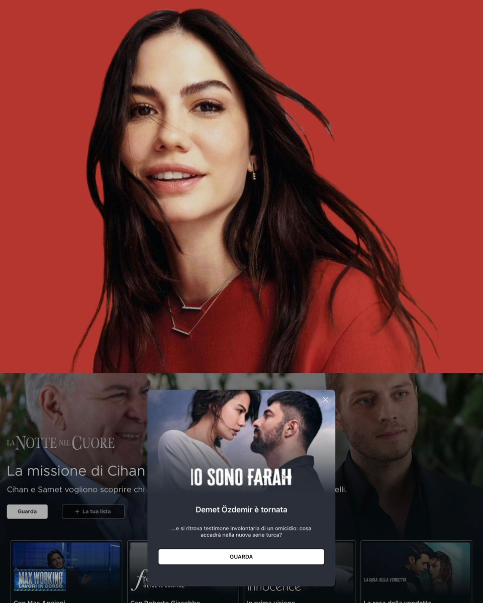 #DemetÖzdemir’in başrolünde yer aldığı #AdımFarah dizisi, dün itibarıyla İtalyan televizyonlarında #losonoFarah adıyla yayınlanmaya başladı. İlk bölümüyle büyük ilgi gören dizi, kısa sürede sosyal medyada gündem oldu. İtalyan dijital platformu Mediaset Infinity, Demet Özdemir’in