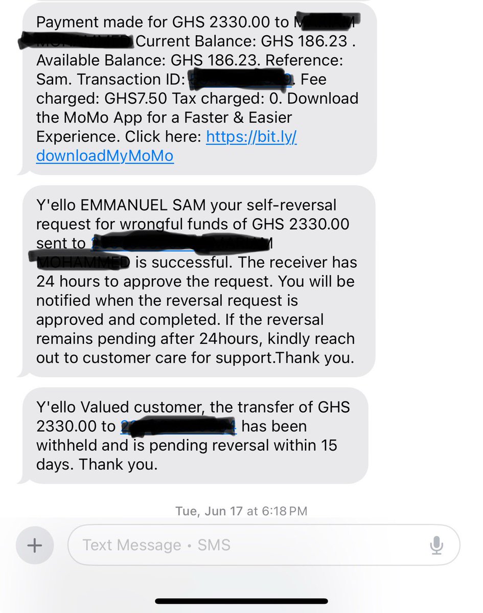 Gamernic30's tweet photo. @kwadwosheldon MTNGhana want to steal my money. I have requested for money Reversal since June 17th . They’re not giving me back my money. I have been calling them everyday.
Please help. https://t.co/jS48QwLunT