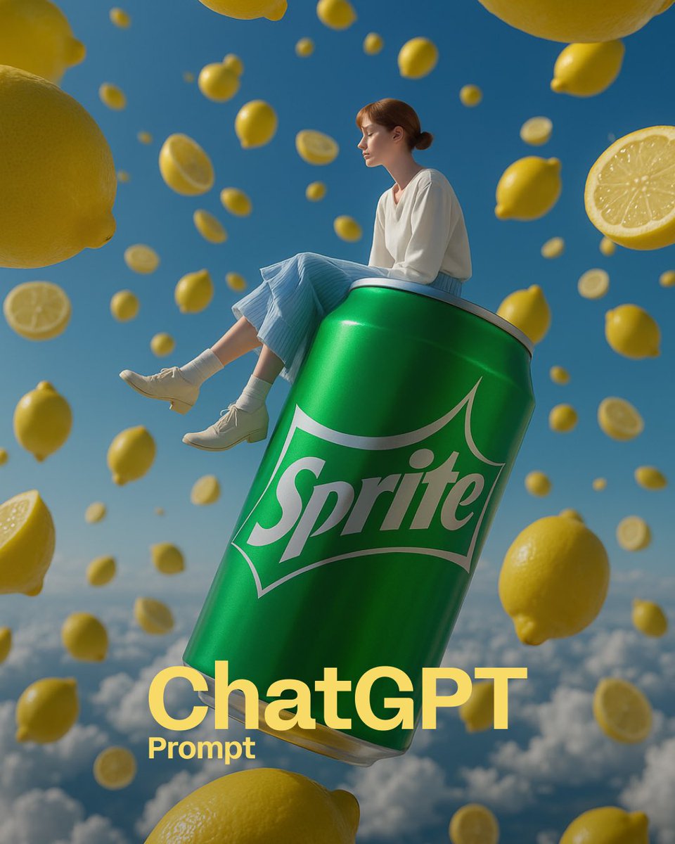 ethos_studio's tweet photo. AI meets imagination in this whimsical Sprite-inspired concept.
Visual storytelling at its zestiest.

#AIGenerated #SurrealArt #ConceptDesign #CreativeCampaign #SpriteVibes #LemonMood #3DVisuals #AdvertisingInspo #CinematicAesthetic #VisualPoetry #AIinDesign #AdCreatives #FMCGArt https://t.co/DbVrtDtqC6
