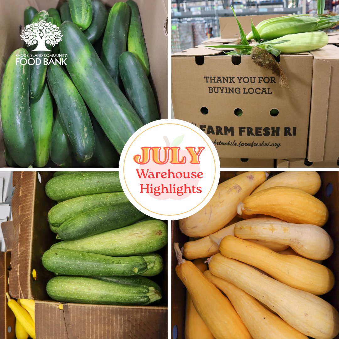 Fresh, local food makes a quick stop at our warehouse before heading to RI pantries! Last week, @farmfreshri dropped off corn &amp; cukes from @fourtownfarm via @hopesharvestri, and @confredafarms donated beautiful squash &amp; zucchini. Thank you all!🌽🚚💨