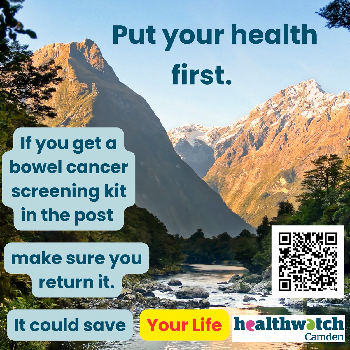 The NHS is asking everyone who’s sent a kit to complete it. 

The kit could save your life.

It detects bowel cancer early, before you notice anything wrong.

A few simple steps and a tiny sample.

Put it by the loo. Don’t put it off. Your next poo could save your life.