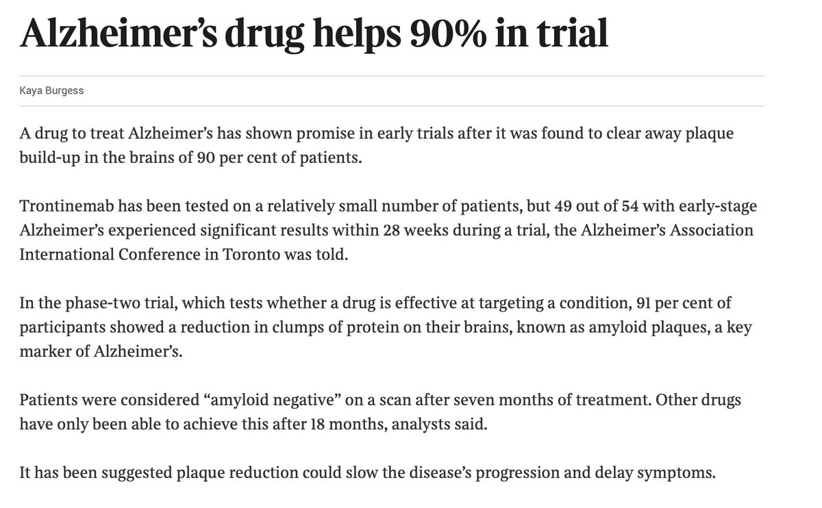 Альцхаймерын шинэ эмийн туршилтаар  тархинд байгаа amyloid уургийг нь эрчимтэй бууруулж чадсан гэнэ . Энэ эм ихээхэн шуугиан тарих нь дээ