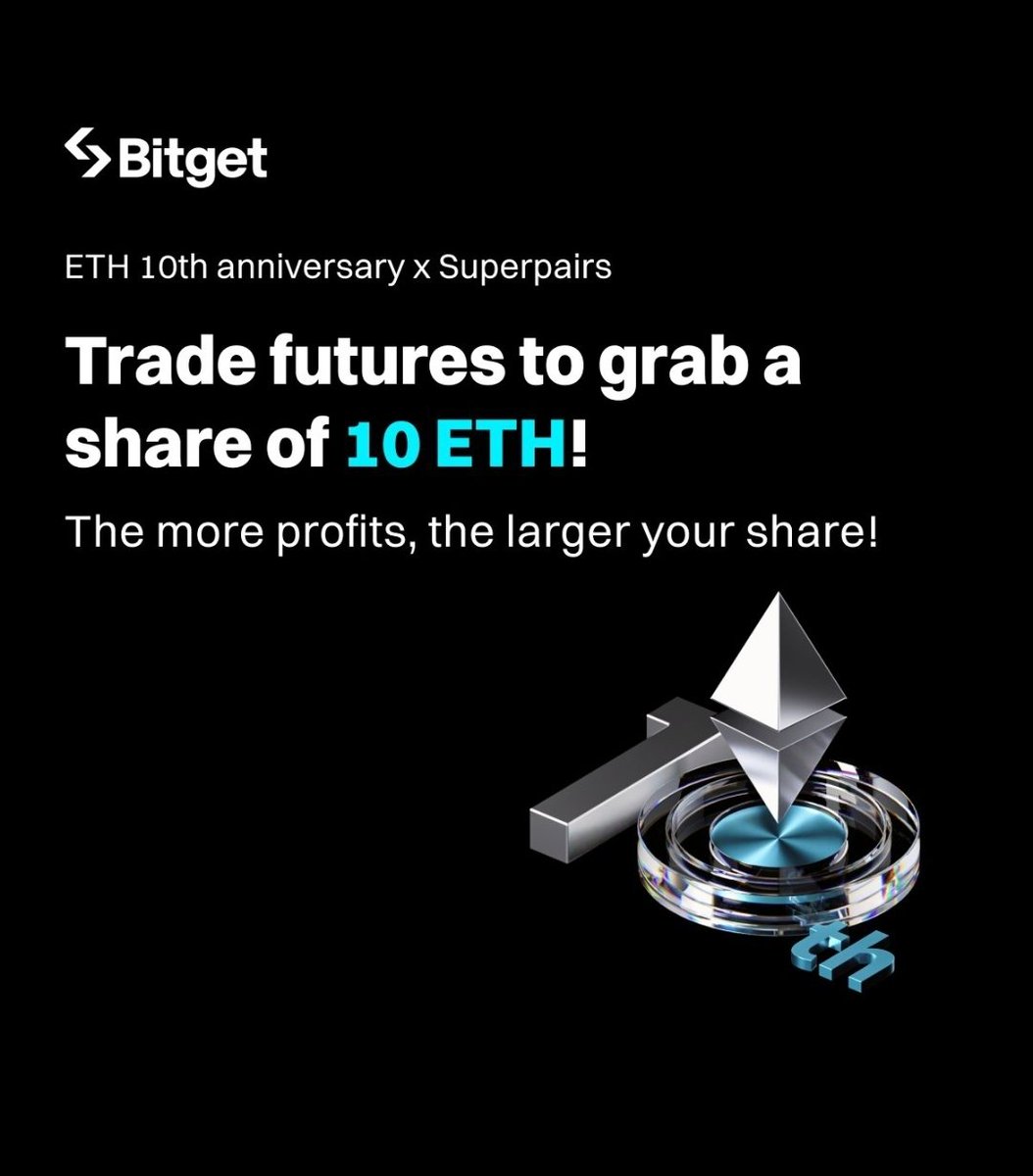 Trade Futures to grab a share of 10 ETH!

‌Competition period: 10:00, July 28 — 10:00, August 4 (UTC)

Event highlights:
🔹 3 ETH  for new Futures users
🔹 7 ETH for Futures trading ranking

Join now:
Sign up to #bitget    with 20% rebate on fees now
bonus.bitget.com/grtxarlt