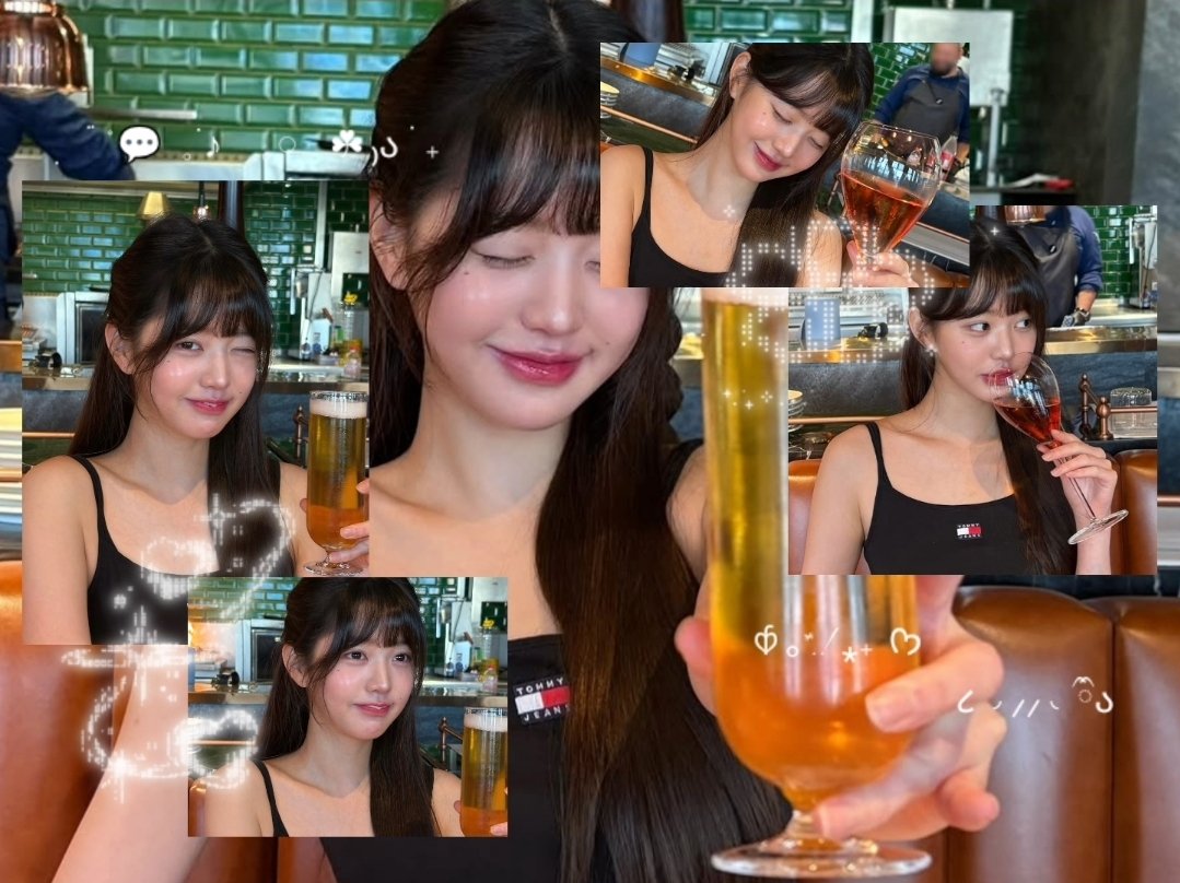 wonmy's tweet image. I sip sweet things just to match the sweetness in my cheeks. Rose-tinted moments, clinking glasses, and a tiny world that feels like mine just for a second. Cheers to being the main character in my sparkly little film where the soundtrack is laughter and love 🥂✨