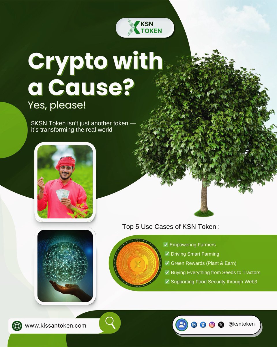 ksntoken's tweet photo. πΎ Real token. Real impact.β¨$KSN is transforming agriculture with blockchain!β¨From empowering farmers to planting trees β itβs crypto with purpose.
β¨#KSNToken #SmartFarming #CryptoWithImpact https://t.co/H0VysvKKpD