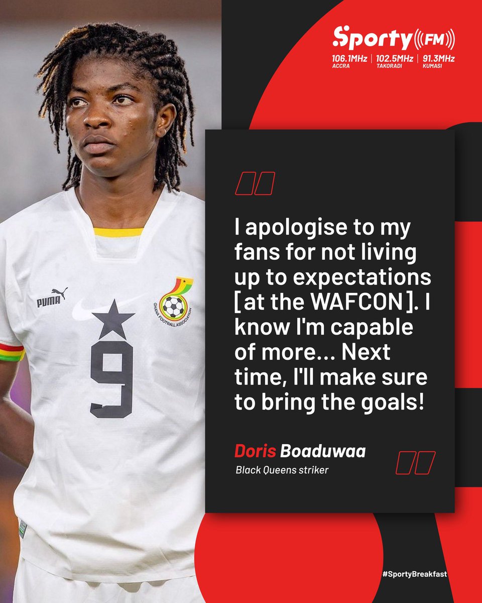 SportyFM_'s tweet image. Doris Boaduwaa apologises for not living up to expectations at the #WAFCON2024 and says she’ll bring the goals next time.
#SportyFM