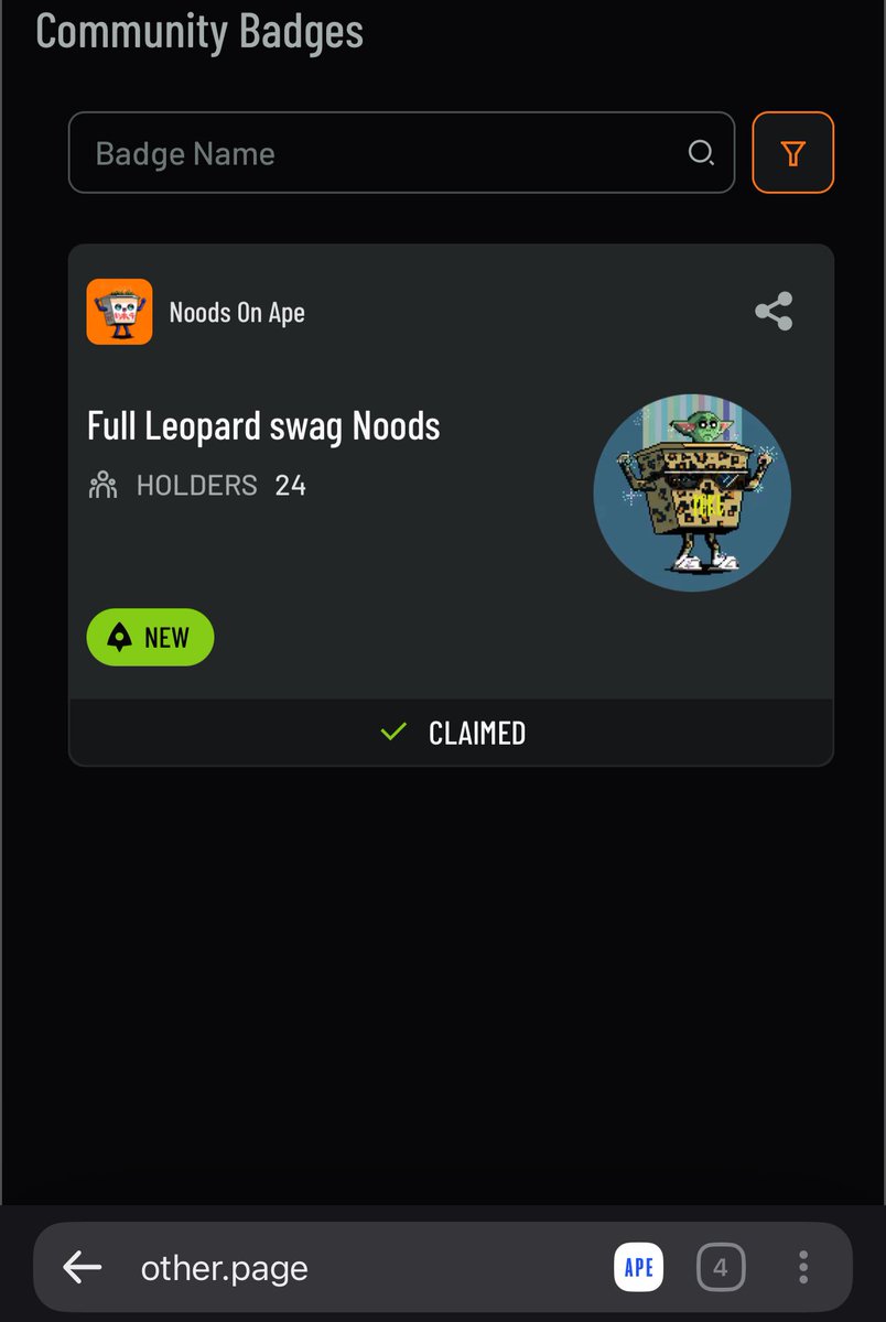 idegen (@iamdegeni) on Twitter photo As you claim my first badge on <a href="/OtherPageHQ/">Other Page</a>, join and support other <a href="/ApeChainHUB/">ApeChainHUB</a> communities too and claim their badges. For example <a href="/NoodsOnApe/">NoodsOnApe</a> have a cool badge free to claim.
Zero cost basis, so a no brainer! I’ve joined many communities and claimed most badges 🙂. As you claim my first badge on <a href="/OtherPageHQ/">Other Page</a>, join and support other <a href="/ApeChainHUB/">ApeChainHUB</a> communities too and claim their badges. For example <a href="/NoodsOnApe/">NoodsOnApe</a> have a cool badge free to claim.
Zero cost basis, so a no brainer! I’ve joined many communities and claimed most badges 🙂.