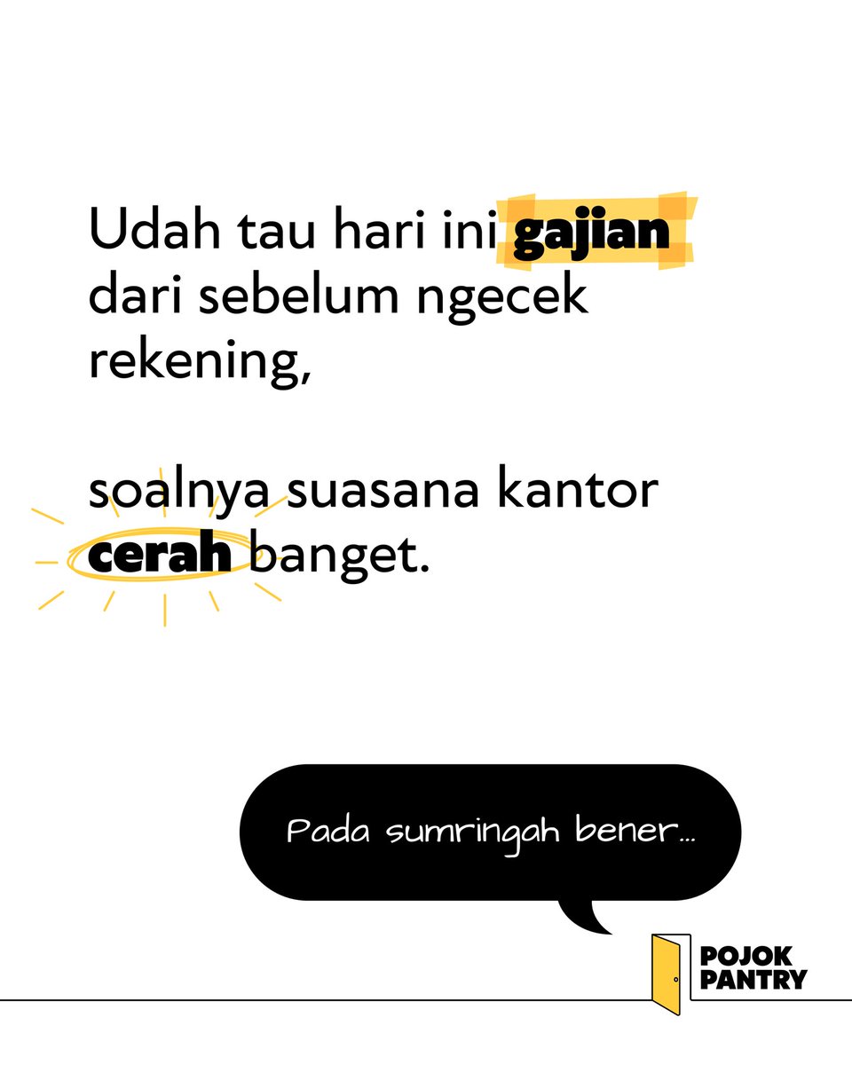 pojokpantry's tweet photo. Cung yang udah gajian dan full senyum???

#PojokPantry #SudutMataMasOB #POVMasOB #CorporateLife #OverheardCorporate #BudakKorporat #KorporatNgeluh #CorporateNgeluh #BudakCorporate #AnakAgensi #AnakAhensi #Ahensilife https://t.co/1vo81Ethzx