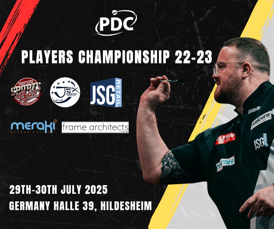 Tom Bissell (@tombisselldarts) on Twitter photo Pro Tour week in Hildesheim, Germany 🇩🇪 All set and ready! Thanks to everyone and my sponsors.🎯
<a href="/UnicornDarts/">Unicorn Darts</a>
JSG Retail
<a href="/MerakiComms/">Meraki Communications</a>
<a href="/JJXLogistics/">JJX Logistics</a>
<a href="/Cleveland_Arms/">The Cleveland Arms</a>
<a href="/WillAdamson4/">William Adamson</a> Pro Tour week in Hildesheim, Germany 🇩🇪 All set and ready! Thanks to everyone and my sponsors.🎯
<a href="/UnicornDarts/">Unicorn Darts</a>
JSG Retail
<a href="/MerakiComms/">Meraki Communications</a>
<a href="/JJXLogistics/">JJX Logistics</a>
<a href="/Cleveland_Arms/">The Cleveland Arms</a>
<a href="/WillAdamson4/">William Adamson</a>