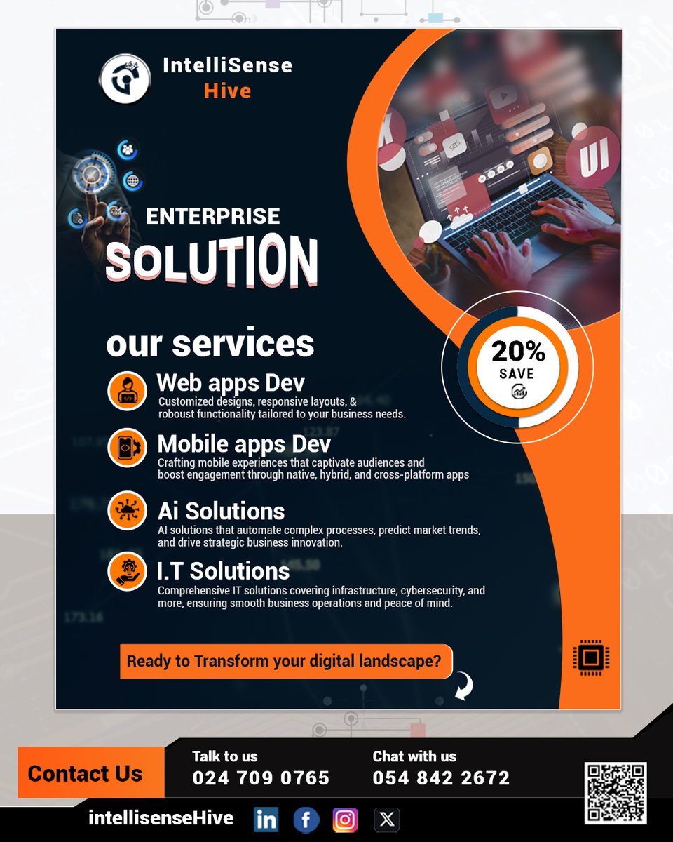 josephcudjoe829's tweet image. With #IntelliSense Hive, anything is possible through #coding—one snippet at a time.
Get in touch with us today and discover how we can help you build your next business #app.
Call: 0247090765
Chat: 0548422672
#intellisensehive #itsolutions