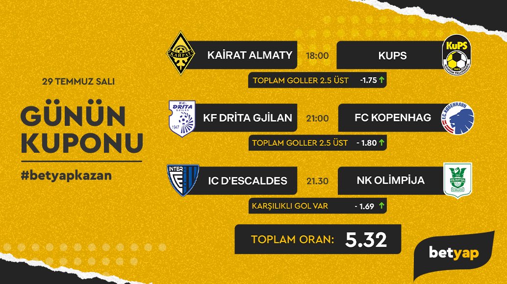 ⚽ Günlük kupon tahminleriyle kazanmaya hazır mısınız?
Betyap’ta en iddialı tahminler ve yüksek oranlarla şansınızı katlayın! 💸
👉 Betyap, kazanmaya başla.
👉 rebrand.ly/8b8c40
