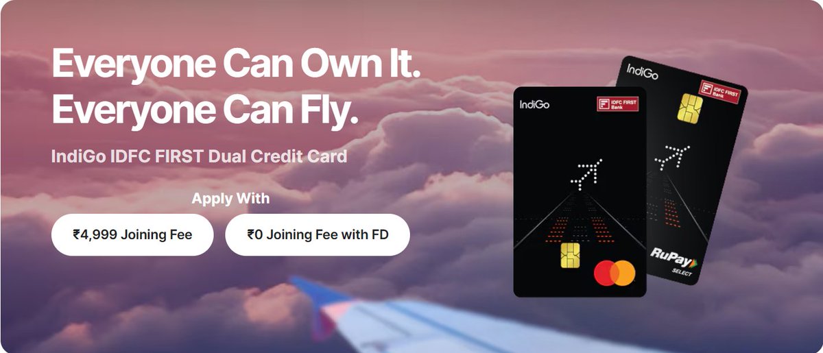 ✈️IndiGo IDFC FIRST #CreditCards

✨Earn up to 22 BluChips on #IndiGo flight booking
✨Earn GVs up to 25K BluChips milestone benefit
✨2 Cards: Same Limit &amp; Rewards Pool
✨Joining &amp; Annual Fee: ₹4999+GST (Get 5K BluChips in return)
Apply: rb.gy/hqszv1 #ccgeek #ccgeeks