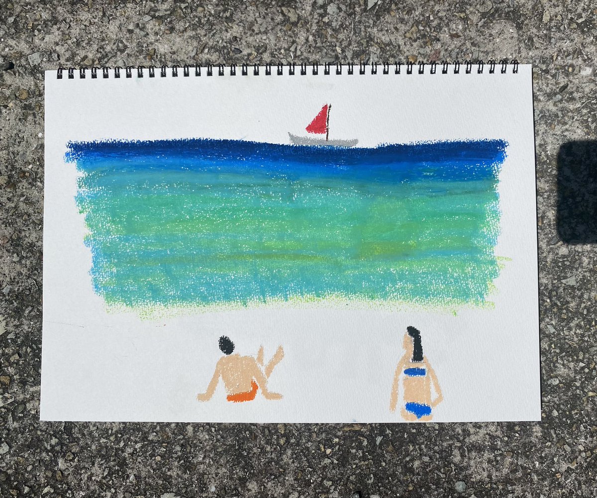 npp_akira's tweet photo. クレパス画
#クレヨン #アート #絵 #海 #sea #beach #art #illustration #painting #picture #drawing https://t.co/xI79mnpXrB