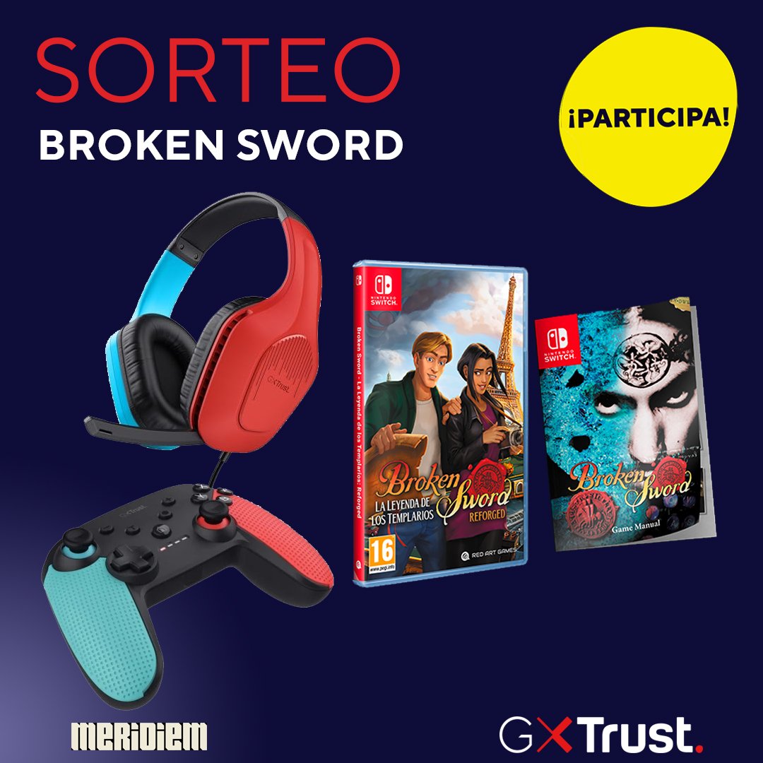 ⚠️ SORTEO Broken Sword: Shadow of the Templars Reforged⚠️
Accesorios #GXTrust + juego para Nintendo Switch
Para participar:
- ⚠️Sigue a <a href="/Trust_Spain/">Trust España</a> y <a href="/MeridiemGames/">Meridiem</a>
- ⚠️RT tweet
- ⚠️Menciona a 2 amigos, sin límite de participación y comentar con #BrokenSword
