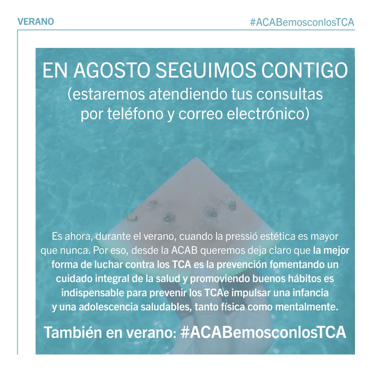 A L'ESTIU SEGUIM AMB TU!
A l'agost, el servei d’atenció serà per telèfon i correu electrònic en horari de matí, de 10 a 13 h.
Del 1 al 14 d'agost ☎️ 616377582
Del 18 al 29 d'agost ☎️ 626144461.
I el dilluns 1 de setembre tornarem amb energia renovada.
Us desitgem BONES #VACANCES!