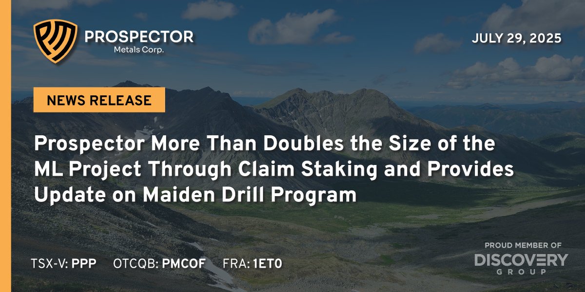 ProspectorMetal's tweet image. NEWS: Prospector More Than Doubles the Size of the ML Project Through Claim Staking and Provides Update on Maiden Drill Program

Full Release: prospectormetalscorp.com/news/prospecto…

$PPP.v $PMCOF #MineralExploration #Gold #Yukon