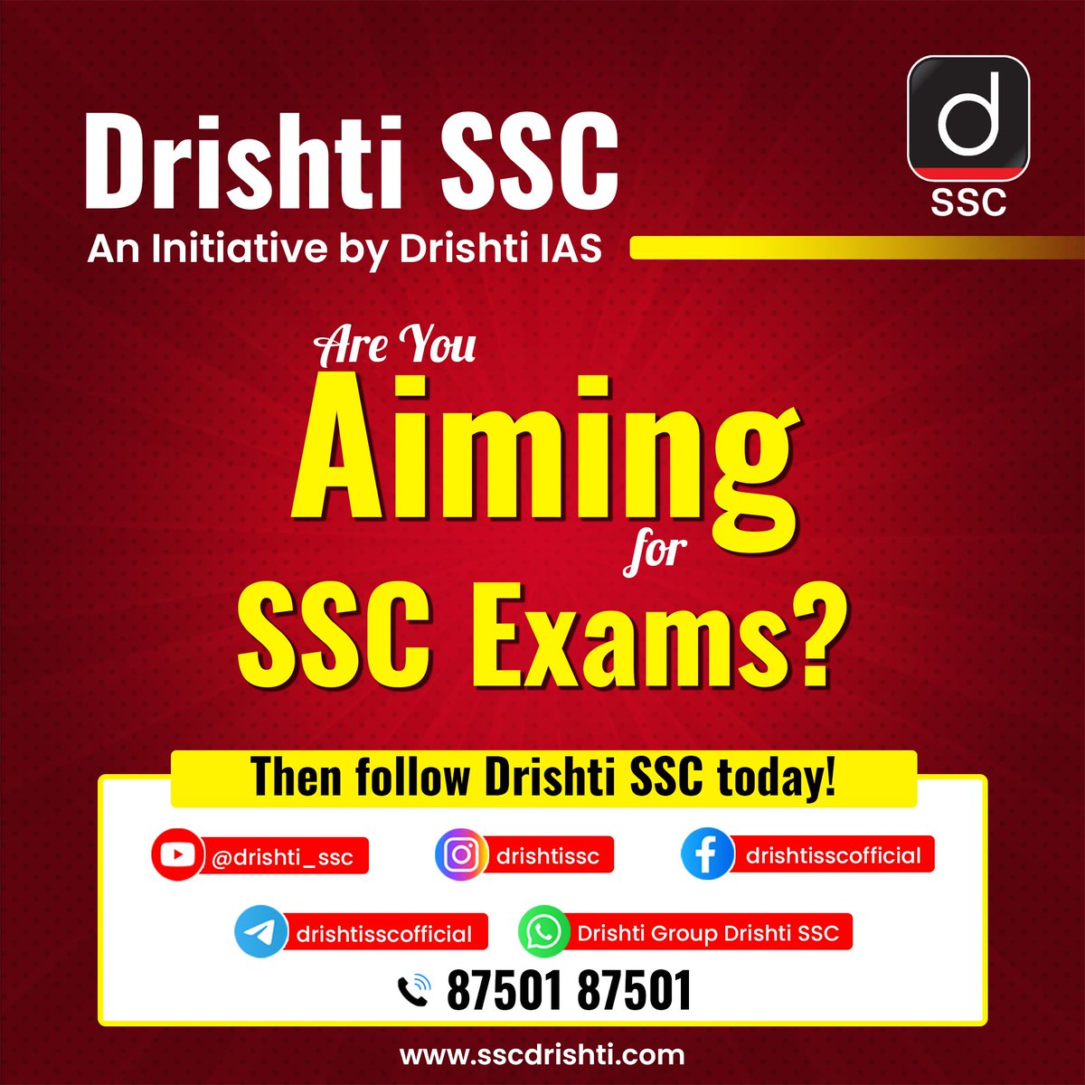 drishtiiaseng's tweet photo. Dreaming of cracking SSC Exams? ๐
Start your journey with Drishti SSCโyour trusted guide for success!
Follow us for expert tips, updates & strategy.
Visit: https://t.co/okOk2oqh57
๐ Call us at 87501 87501
#SSC #SSCFreshers #SSCBatch #SSCPreparation #SSCExams #DrishtiSSC #DrishtiIAS #DrishtiIASEnglish