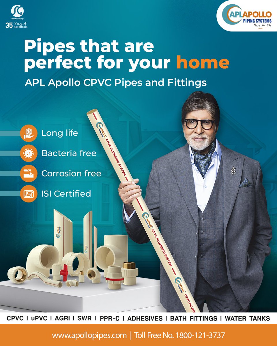 Your home sweet home is best enjoyed with no plumbing hassles, thanks to APL Apollo CPVC pipes!

For more information on CPVC Pipes, visit apollopipes.com/cpvc-plumbing-…

#APLApollo #ApolloPipes #APLBond #NeverCracksUnderPressure #HarPressureSeBeasar #MadeForLife #CPVC #CPVCPipes