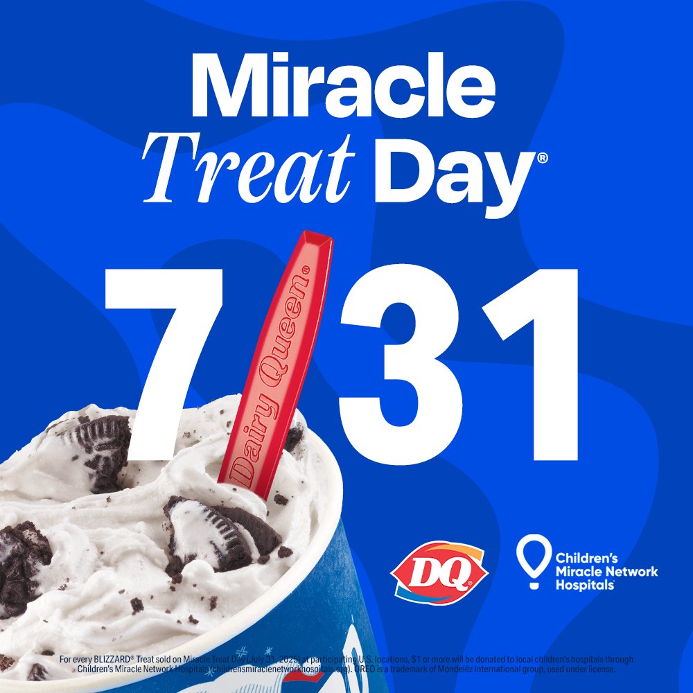 Caller #10 wins A $25 Dairy Queen gift card in honor of Miracle Treat Day. On July 31st, stop by a participating Dairy Queen to celebrate Miracle Treat Day….and make sure to donate so Children’s Specialized Hospital can continue helping children lead healthy lives!