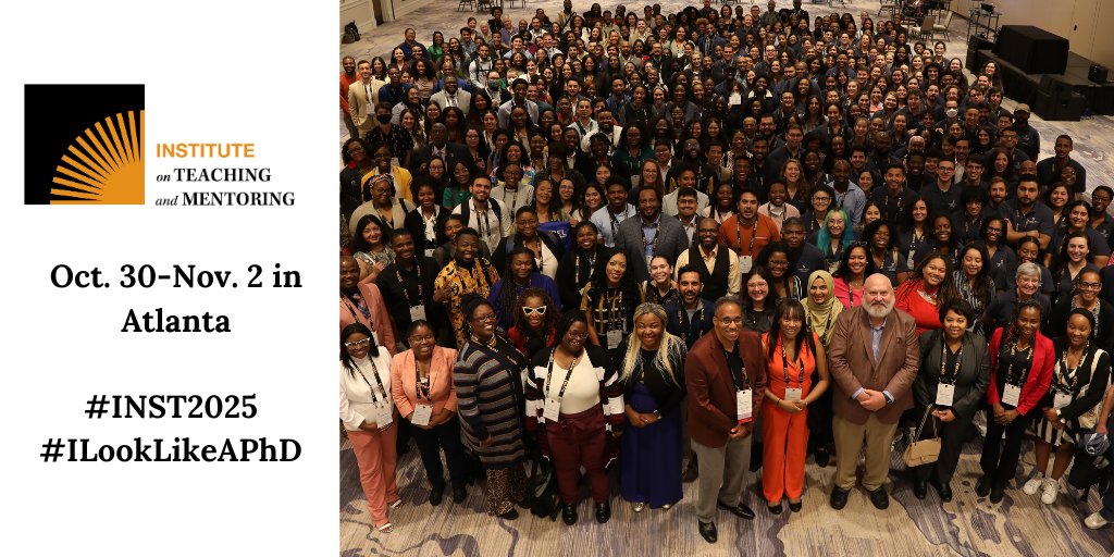Registration is OPEN for #INST2025 Oct. 30-Nov. 2 in ATL! Take part in PD sessions, networking, CV reviews, and a #faculty and #industry recruitment fair. Guest scholars are welcome! Event details ow.ly/NwmJ50WwJp1 #ILookLikeAPhD #highered #PhD #gradstudies #research