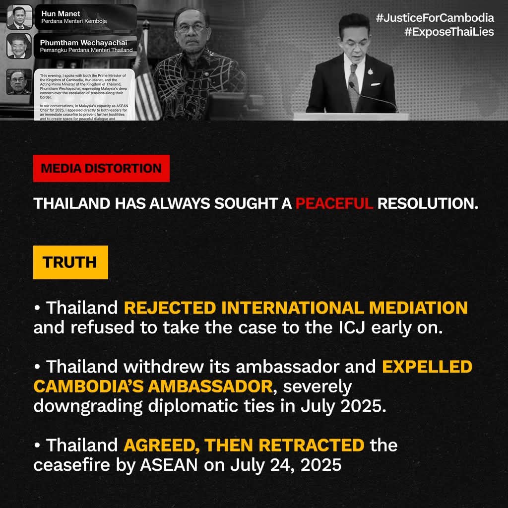 LeeSemi4's tweet photo. What the world REALLY NEEDS TO KNOW about Thai's media distortion.
#JusticeForCambodia #ExposeThaiLies  #ExposeThailandLies https://t.co/dvRMIxQhK2