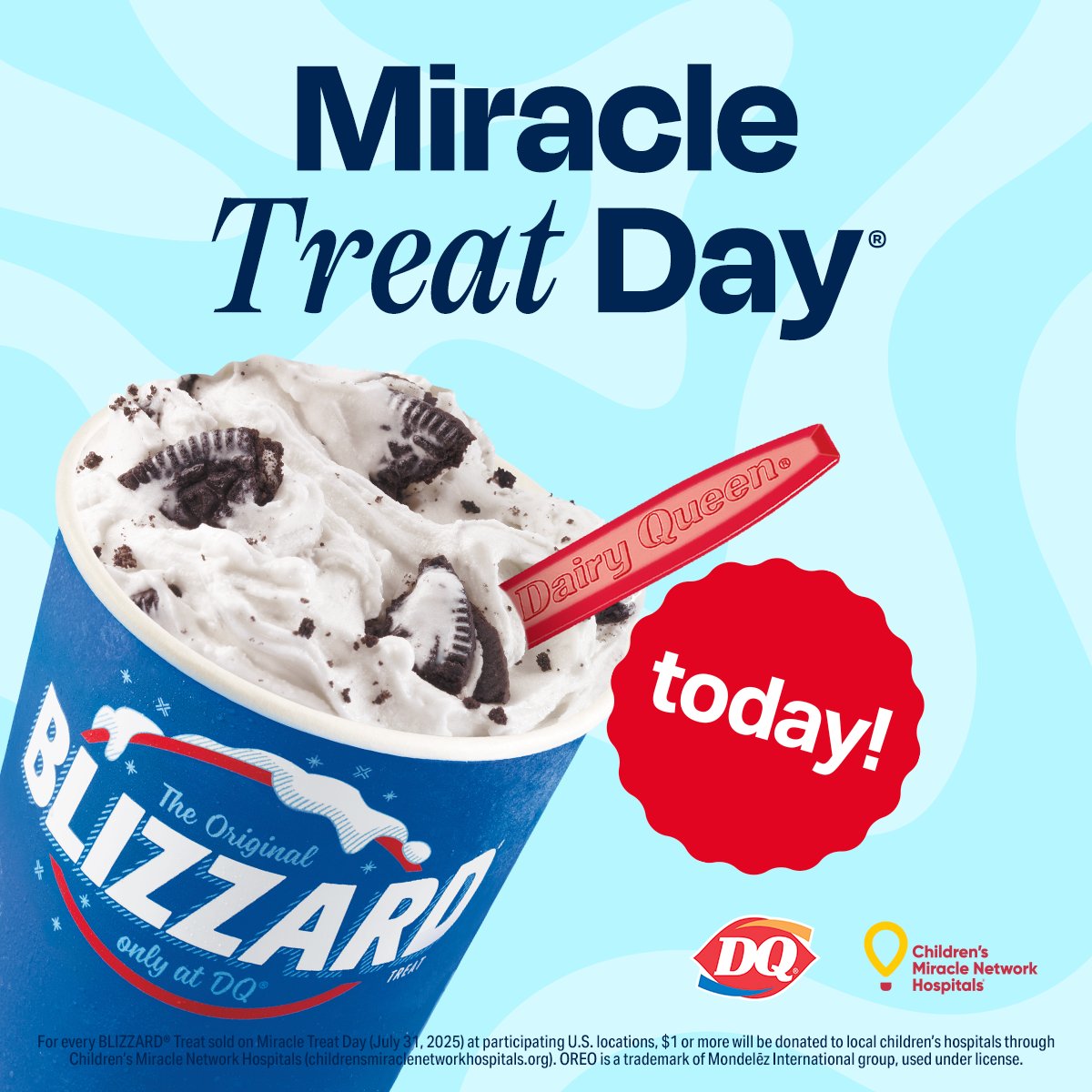 TODAY, stop by a participating Dairy Queen to celebrate Miracle Treat Day….and make sure to donate so Children’s Specialized Hospital can continue helping children lead healthy lives!