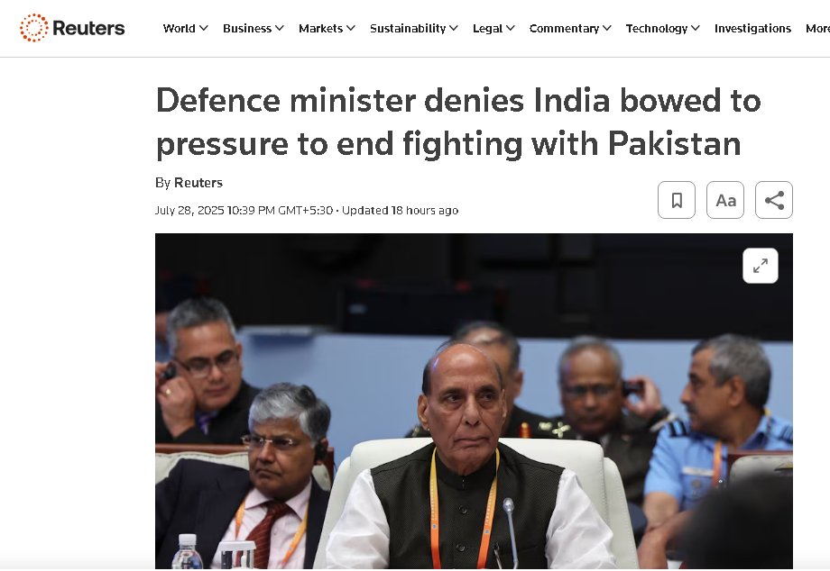harryminat1's tweet image. India ended May conflict with Pakistan after meeting all objectives, not US pressure, says DM Rajnath Singh

No trade talks influenced us; ceasefire was bilateral. 
Pak’s claim of India is false
Our focus: eliminating terrorism in Kashmir with unwavering resolve