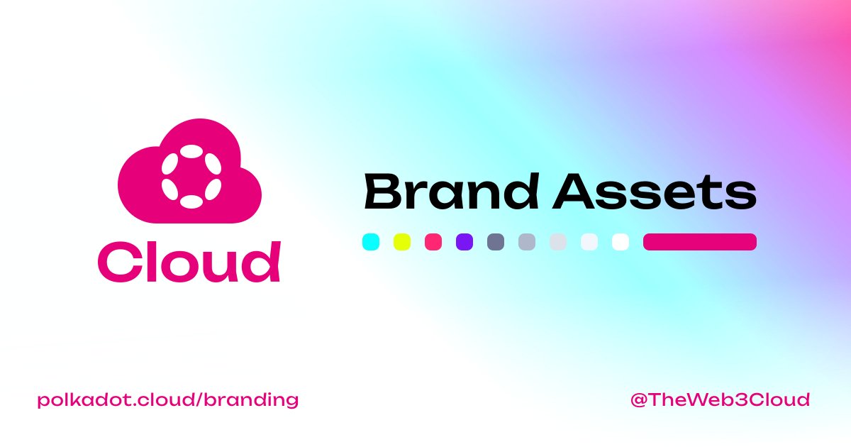 Say hello to brand consistency 👋

The <a href="/Polkadot/">Polkadot</a> Cloud brand kit is here — logos, colors, and more, all dangerously on-brand.

This is just v1 and subject to change, so be sure to follow <a href="/TheWeb3Cloud/">Polkadot Cloud</a> for updates.

Get the assets: polkadot.cloud/branding ⭕️☁️