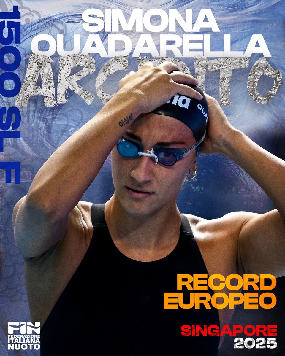 🥈 SUPER SIMOOO ATOMICA, SENZA SENSO ⚡️

💥 Trenta vasche epiche quelle dei 1500 stile libero con Simona Quadarella che si prende un argento spettacolare in 15'31"79
per il record europeo!!!

📸 <a href="/DBM_Media/">DBM Deepbluemedia</a> 
#azzurri #federnuoto #italnuoto #swimming #AQUASingapore2025