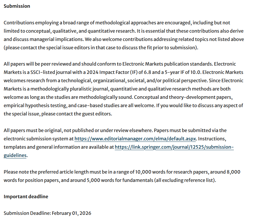 Electronic Markets - The International Journal on tweet media