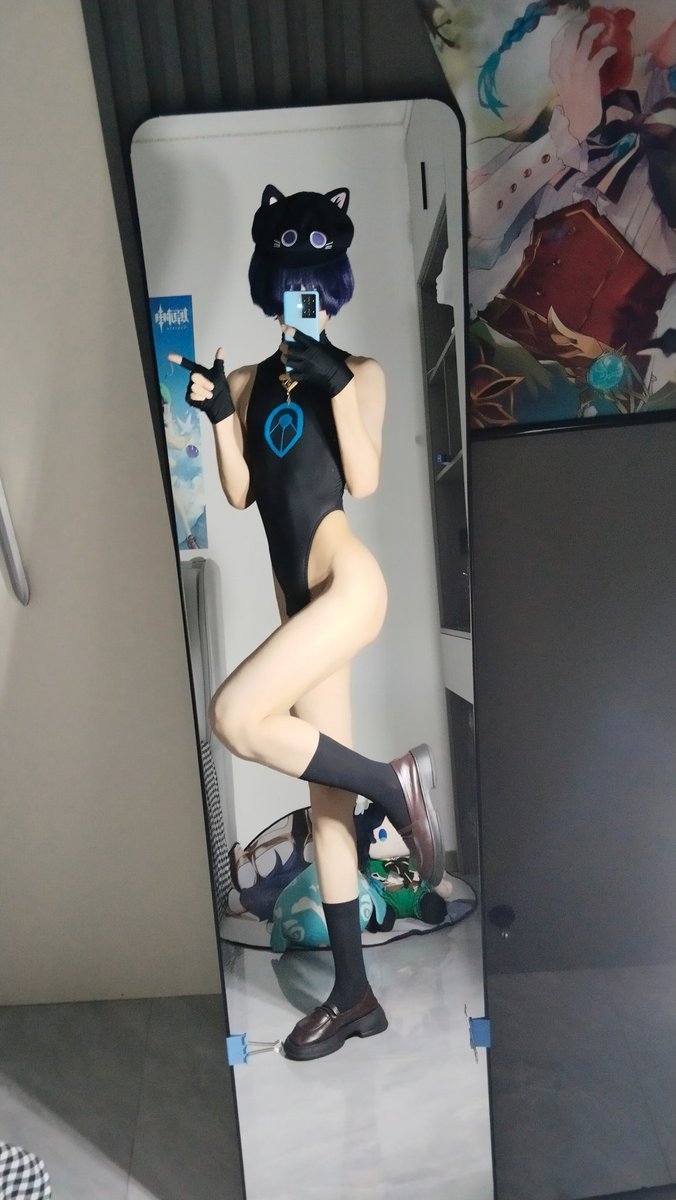wanxiaoBHX's tweet photo. Dy万粉福利~
可爱的魅魔小黑猫散宝呢~旅行者会喜欢我这套衣服嘛~
嘿嘿嘿，好期待呢(˃ ⌑ ˂ഃ ) https://t.co/vxus0jI132