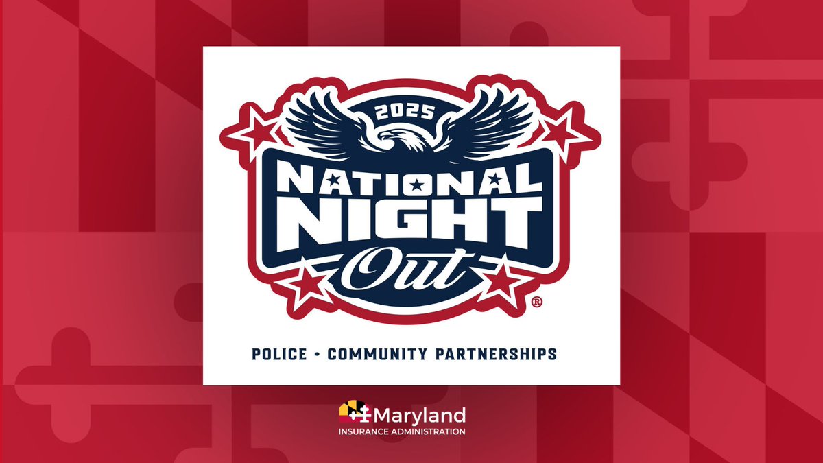 Reminder, just one week away -- August 5th is National Night Out. Come and celebrate crime prevention and community collaboration with the Maryland State Police. Check out which events the MIA will be attending: insurance.maryland.gov/Pages/events.a… #NNO2025 #MDInsurance