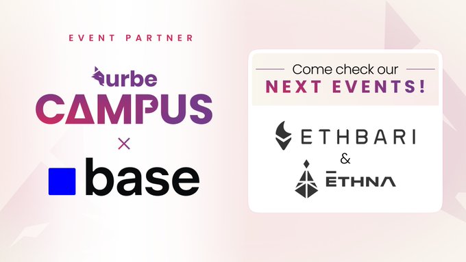Urbe CampusとBaseの提携発表、Ethereum BariとEthnaのロゴ付き