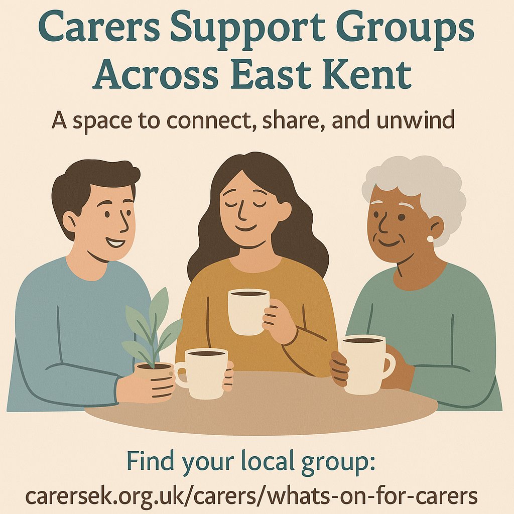 Carers’ Support East Kent (@carersek) on Twitter photo 💙 Are you a Carer in East Kent?
Join one of our Carers Support Groups—a safe space to connect, share, and unwind with others who understand.
✅ Friendly chats
✅ Practical tips
✅ Emotional support
📍 Find your local group: carersek.org.uk/carers/whats-o…
#CarersSupport 💙 Are you a Carer in East Kent?
Join one of our Carers Support Groups—a safe space to connect, share, and unwind with others who understand.
✅ Friendly chats
✅ Practical tips
✅ Emotional support
📍 Find your local group: carersek.org.uk/carers/whats-o…
#CarersSupport