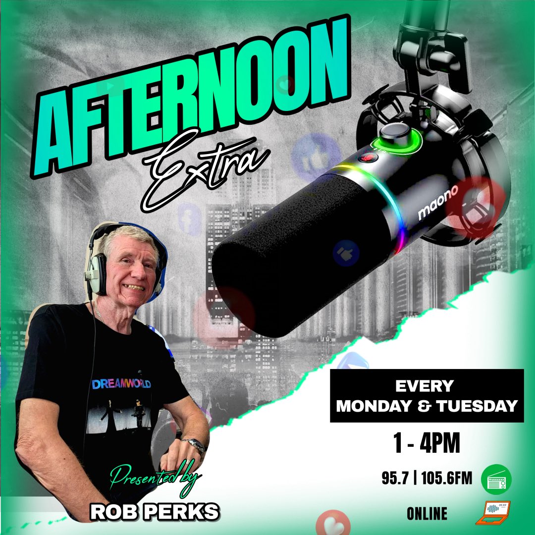 It's Tuesday, it's almost 1pm and it's time to crank up your radio ready for ‘Afternoon Extra’ with Rob Perks! 📻

Tune in to hear the very best music from the 60’s through to the present day.

Don’t miss it!