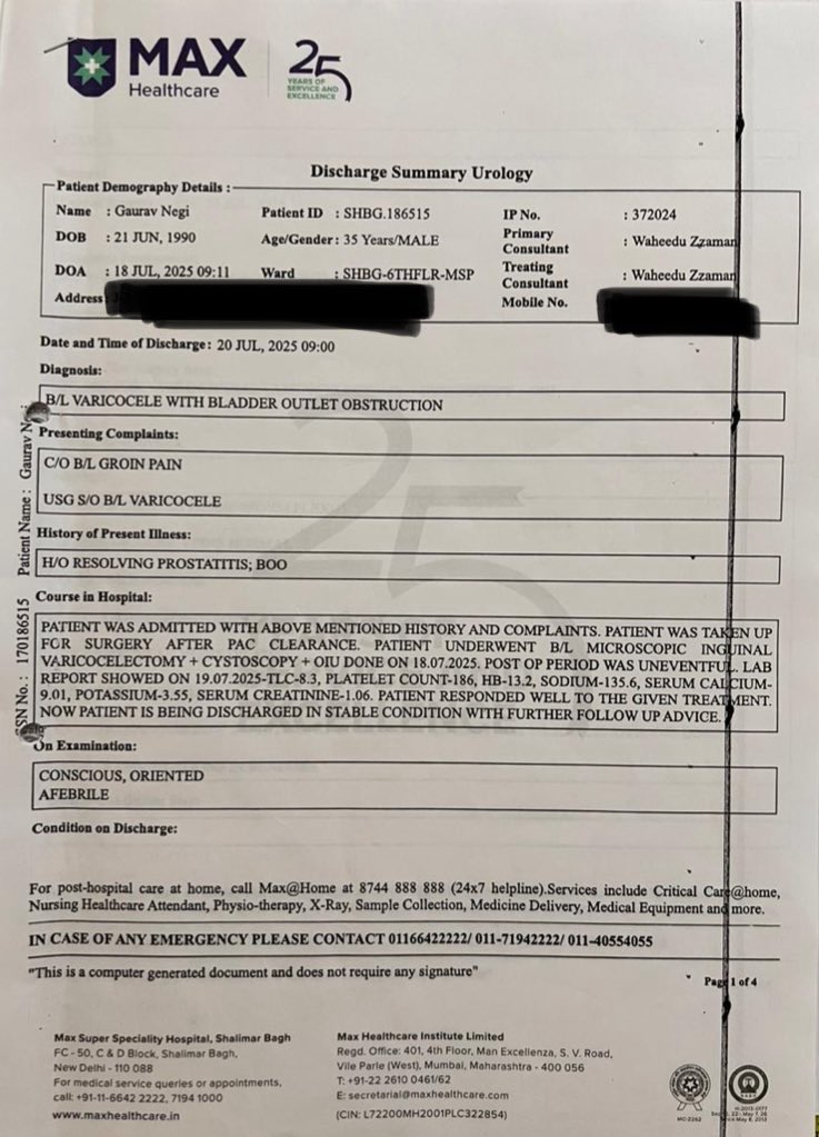 I am deeply disappointed with the treatment I received at MAX Healthcare Shalimar Bagh, Delhi. What was supposed to be a place of healing turned out to be an extremely stressful and frustrating experience due to the unprofessional conduct of both doctors and hospital staff.
I