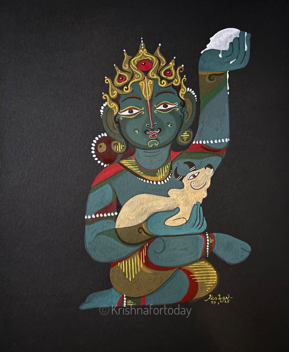 Navaneetha Krishna #Bhakti #bhagavatha #gouache #Krishnafortoday