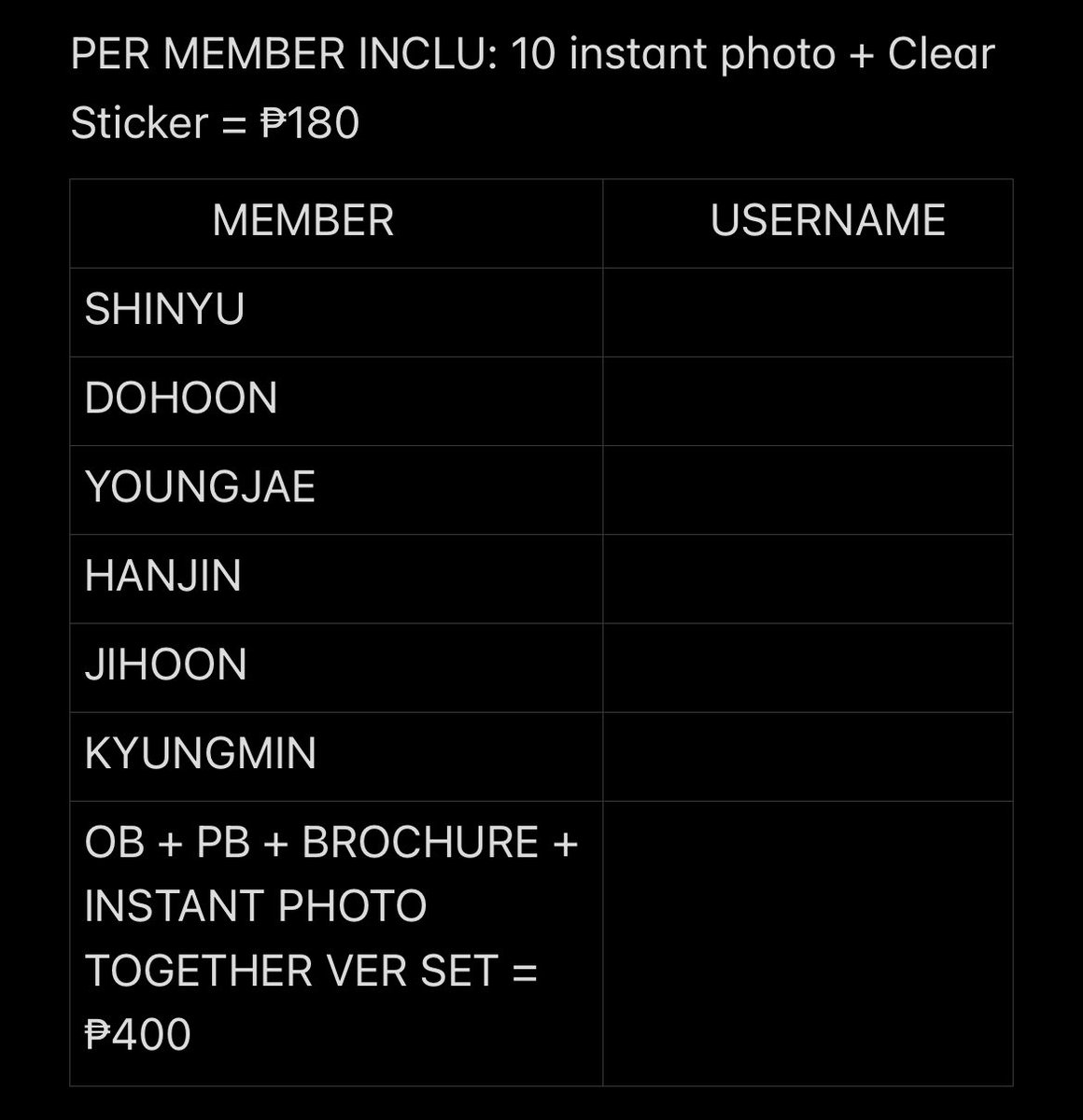 {wts lfb ph go🇵🇭 rt}

TWS:42 SELECTION PACK

    ⤷ Price in photo ALL IN
    ⤷ Dop: AUG 3 dp 90% rb once arrive in KR add
    ⤷ Prio Getting HJ,KY,JH,YG &amp; inclusion 
    ⤷ will open another batch  once all taken

TWS SHINYU DOHOON YOUNGJAE HANJIN JIHOON KYUNGMIN