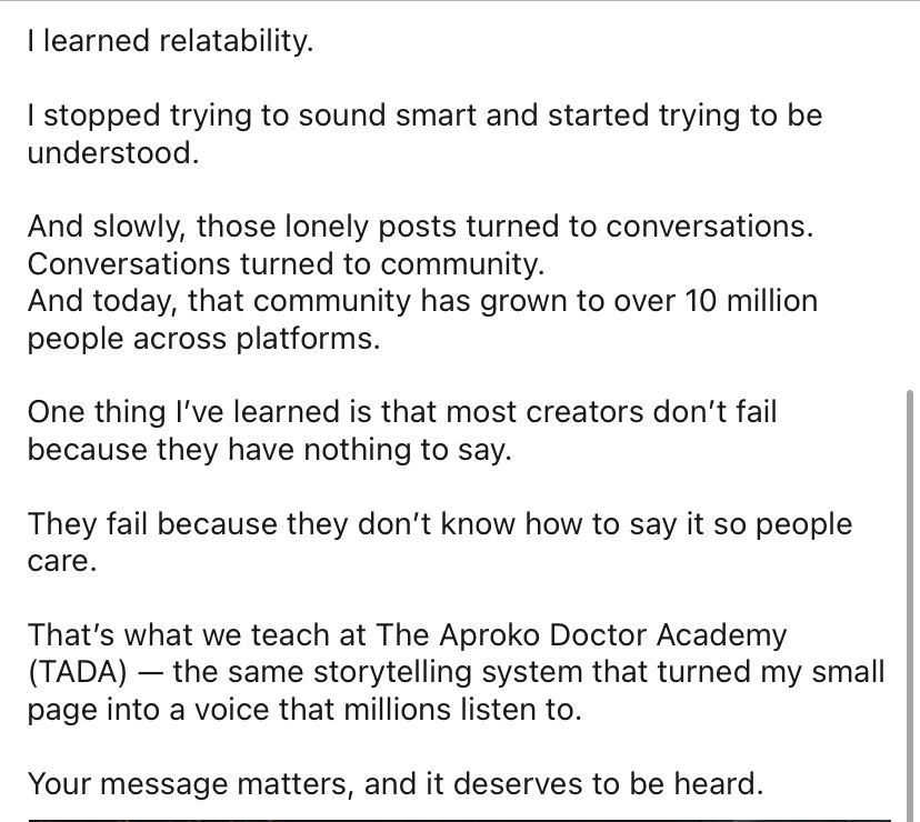 PS: There are only 19 seats left for this next TADA cohort. If you’ve been waiting for a sign, this is it:

links.myvendy.com/theaprokodraca…