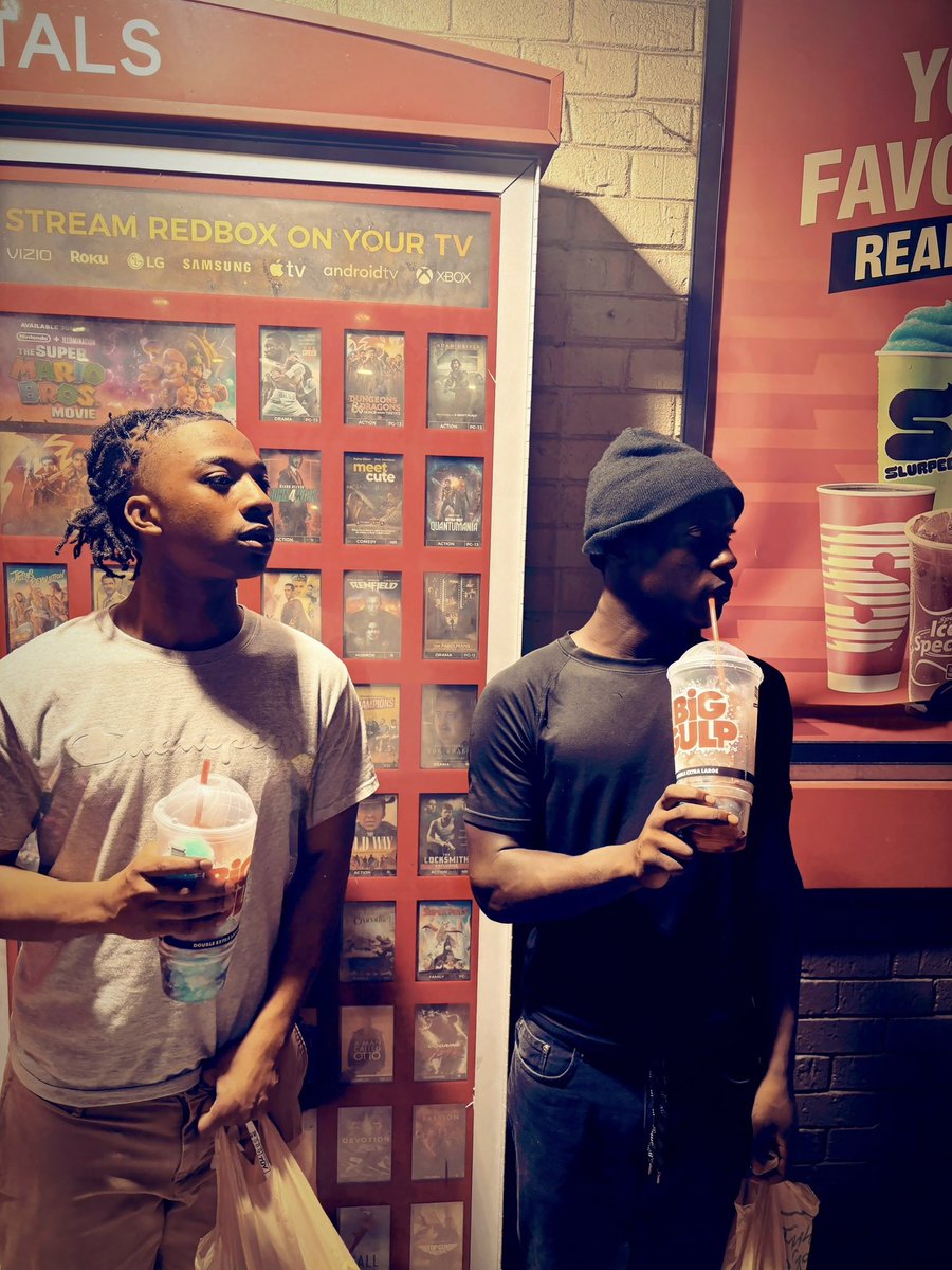 ithinksix's tweet photo. Me and cuz watching niggas fight at a gas station #cinema #nostalgia https://t.co/j9bEo2yWrh