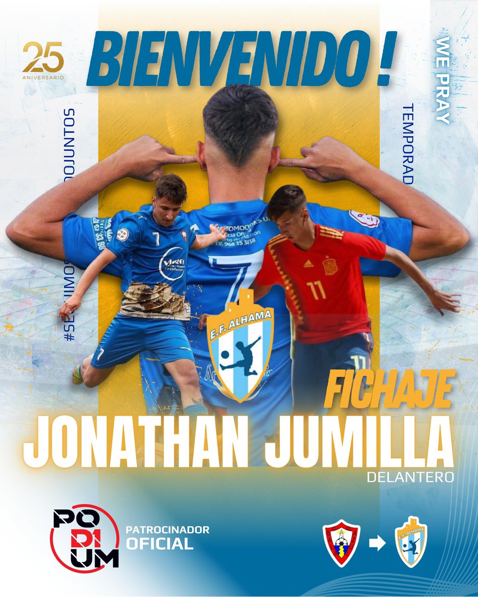 🦈 ¡El Tiburón Jumilla ya está aquí!

🚨 Fichaje para la delantera de la Escuela de Fútbol Alhama.

⚽️ El héroe del ascenso del Bala Azul a 3ª RFEF en la temporada 2020/2021 se une a nuestro proyecto.

💪 Vuelve con más ganas que nunca para dejar huella.

🔥 Bienvenido, Jumilla.