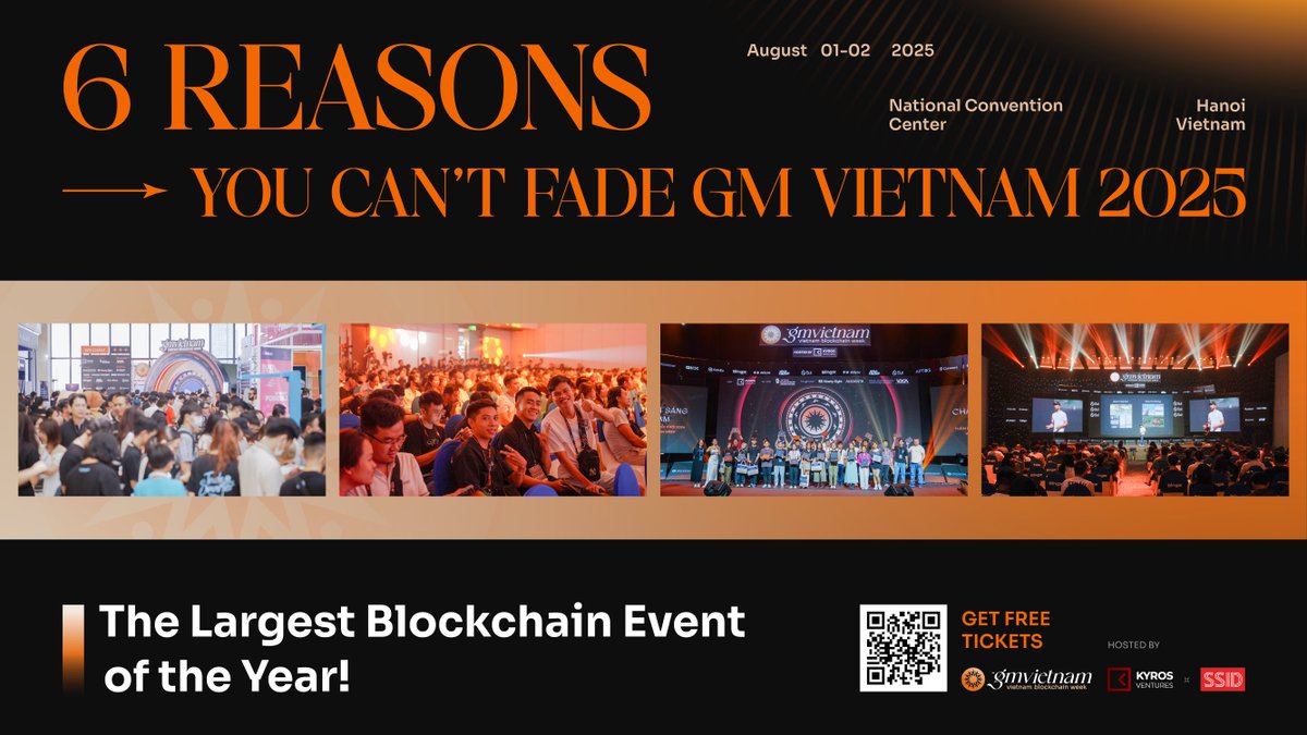 gmvn_official's tweet image. Why GM Vietnam 2025? Here’s why you can’t fade it:

🔹 100+ global speakers, 50+ hot topics
🔹 20.000+ attendees, 30+ sponsor booths, 100+ side events &amp;amp; meetups
🔹 300M+ VND in prizes via Treasure Hunt
🔹 Finals of Vietnam’s Aptos Hackathon
🔹 Deep insights into Vietnam’s crypto…