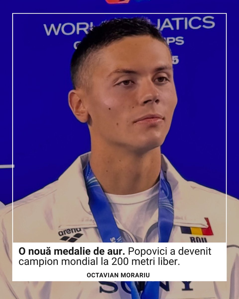 🥇🇷🇴 AUR LA SINGAPORE! ✨
200m LIBER - DAVID POPOPVICI, CAMPION MONDIAL 🏊‍♂️
Din nou pe cea mai înaltă treaptă a podiumului! Campionul nostru olimpic continuă să ne facă mândri! 🔥
#RomâniaÎnvinge #TeamRomania