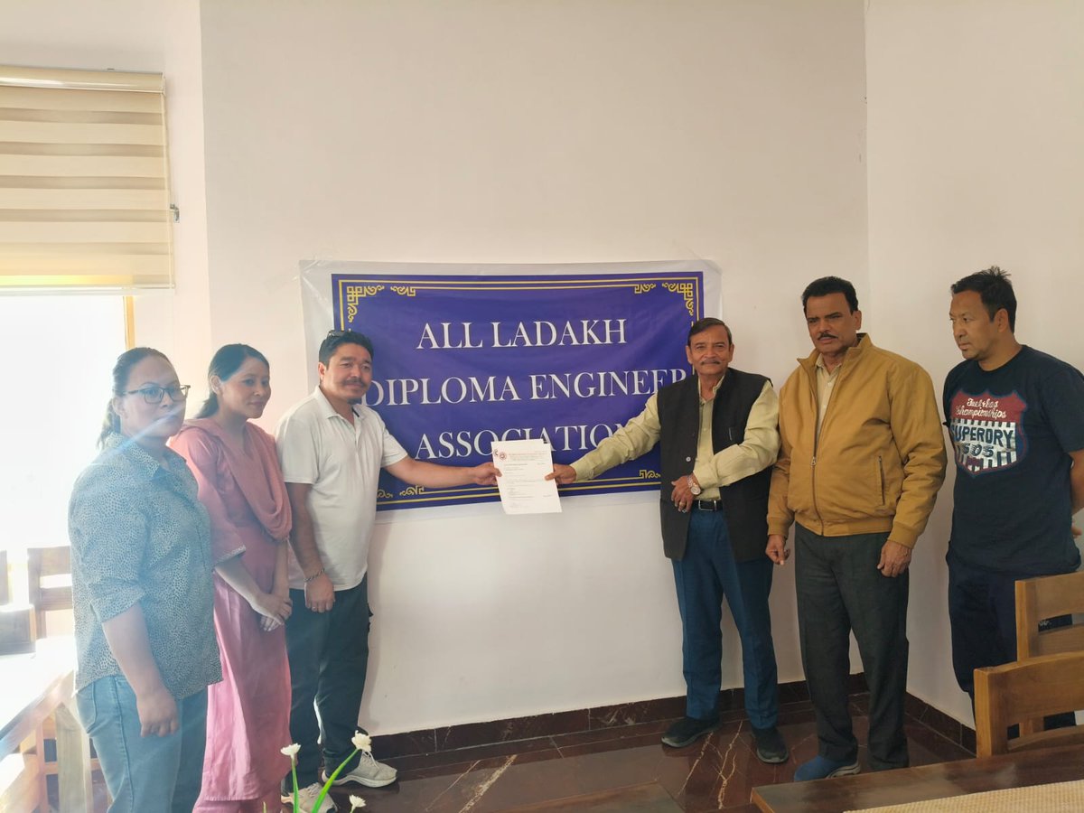 भारतवर्ष के लद्दाख में डिप्लोमा इंजीनियर के संगठन जो आल लद्दाख डिप्लोमा इंजीनियर एसोसिएशन नाम से है के साथ बैठकर उनकी समस्याओं को सुना गया और उन्हें ऑल इंडिया फेडरेशन ऑफ डिप्लोमा इंजीनियर दिल्ली के साथ जोड़ने की कार्रवाई राष्ट्रीय महासचिव मनमोहन राजवंशी जी द्वारा पत्र जारी किया