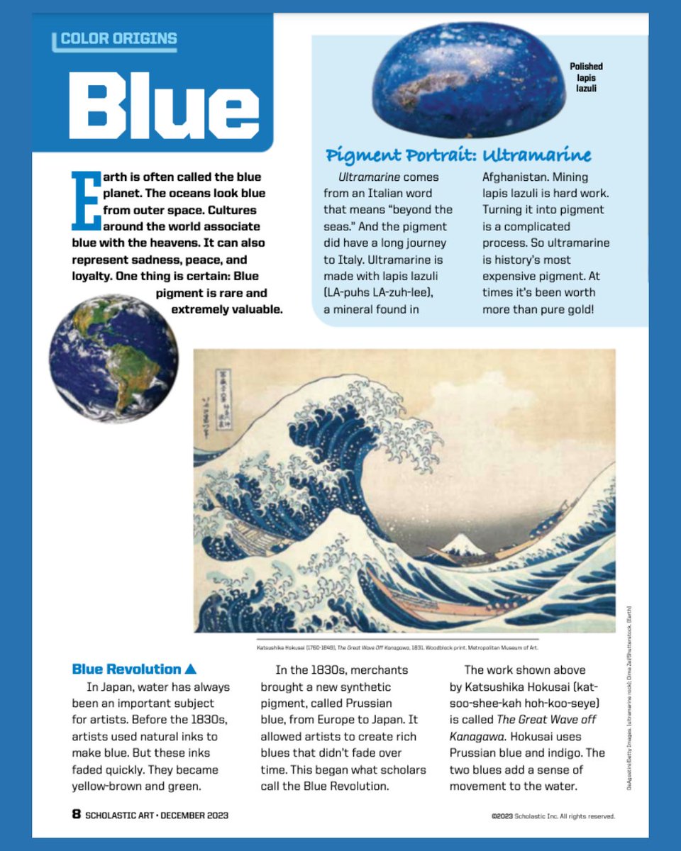 Teach students about the vivid history of color with this sample issue of Scholastic Art for grades 7-12: art.scholastic.com/issues/2023-24… 🎨
