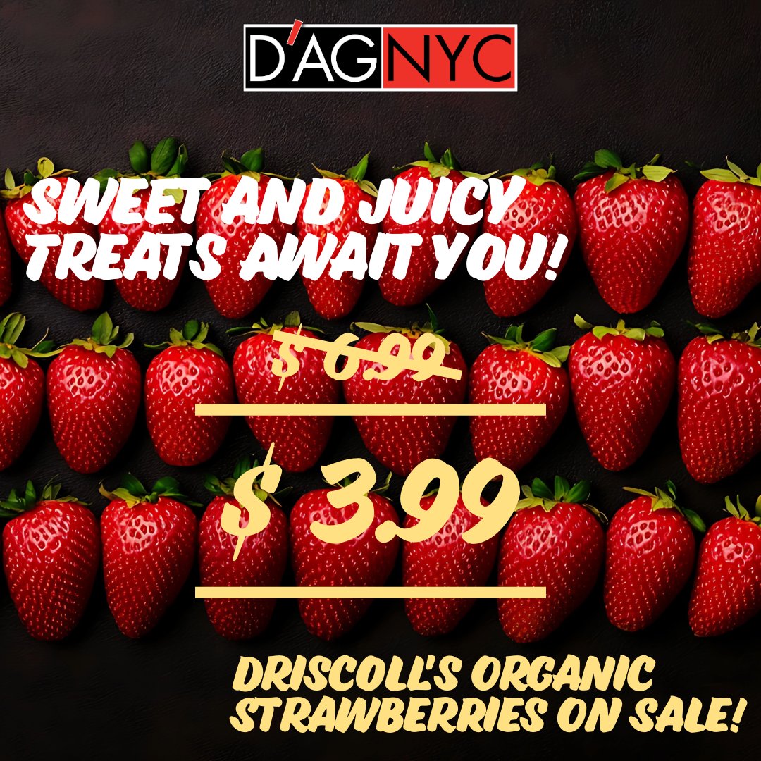 Get ready for a sweet deal! 🍓 Driscoll's Organic Strawberries are now on sale at Gristedes for an incredible $3.99 (from $6.99)!
Perfect for snacks, desserts, or adding a burst of flavor to your favorite dishes. 

Don't miss out on this delicious deal! Sale valid 7/29 - 8/3/2025