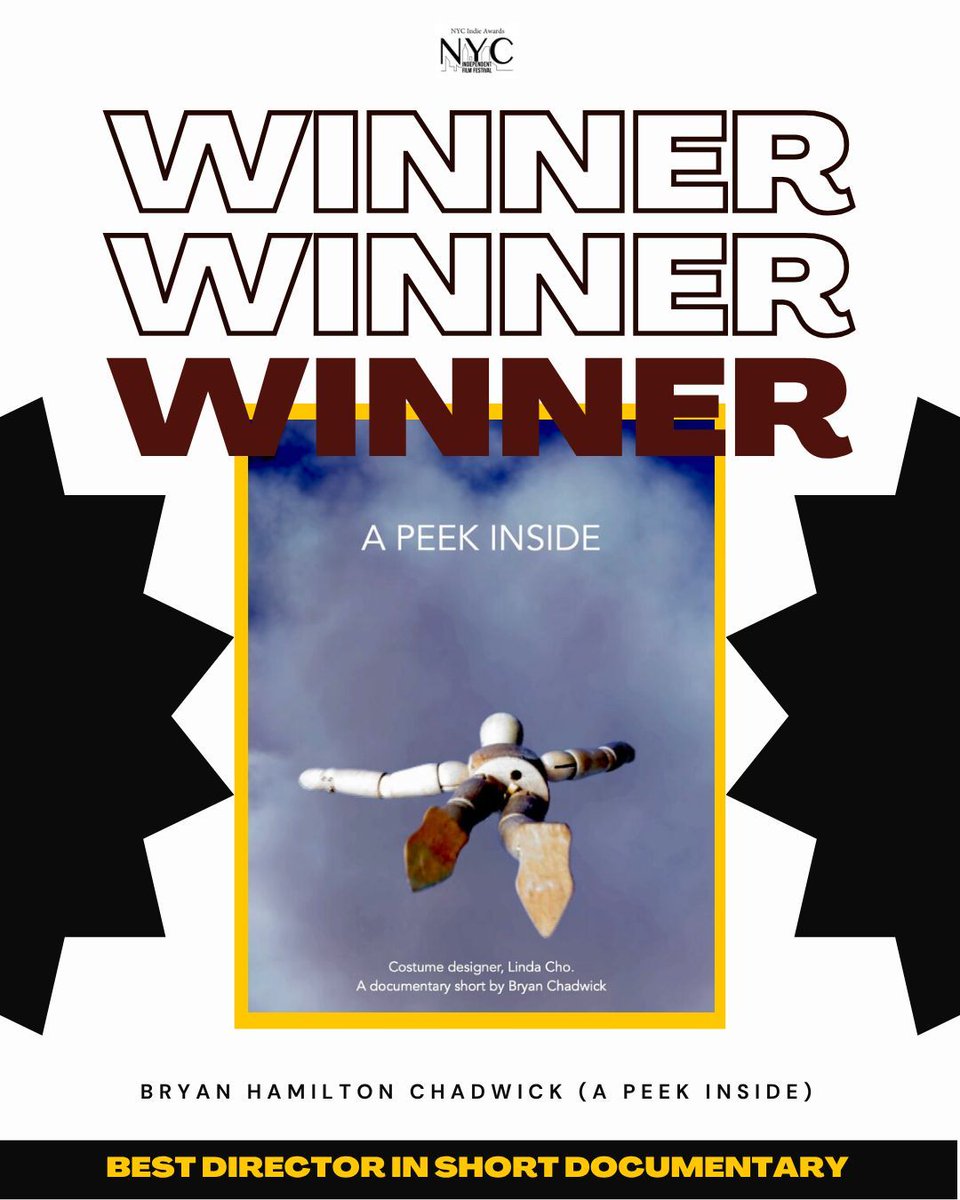 🎉🏆 Bryan Hamilton Chadwick wins Best Director in Short Documentary for A Peek Inside at the NYC Indie Film Festival! 

🎬 Submit your masterpiece now: nycindieff.com/submit/