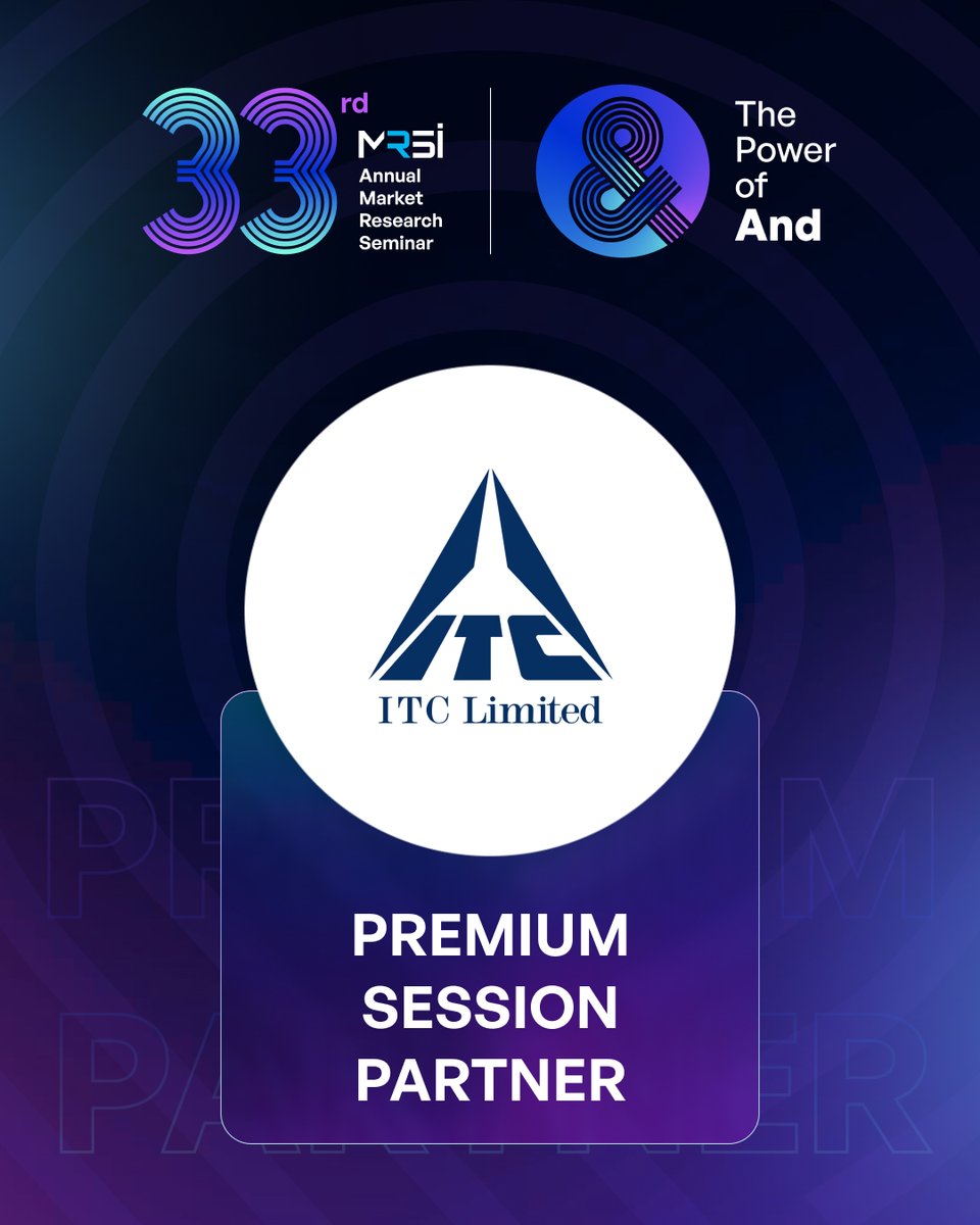 MRSI (@themrsi) on Twitter photo We’re thrilled to welcome <a href="/ITCCorpCom/">ITC Limited</a> as our Premium Session Partner for the 33rd Annual Market Research Seminar!
Join us as we gear up for two days of powerful insights, learning, and networking.
Mark your calendar: 11th & 12th September, at The Leela Ambience, Gurugram. We’re thrilled to welcome <a href="/ITCCorpCom/">ITC Limited</a> as our Premium Session Partner for the 33rd Annual Market Research Seminar!
Join us as we gear up for two days of powerful insights, learning, and networking.
Mark your calendar: 11th & 12th September, at The Leela Ambience, Gurugram.