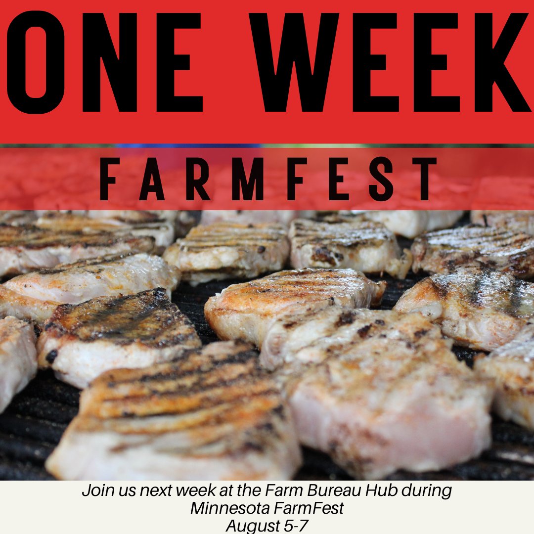 We're excited to see you next week at @mnfarmfest! 

Same location, but with a new look, be sure to swing by the new Farm Bureau Hub! You’ll find all of your Farm Bureau favorites in one tent! We’re ready to connect and can’t wait to see you there!

ow.ly/6bhU50Wu6zS